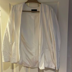 Adrienne Vittadini White Lined Linen Blazer